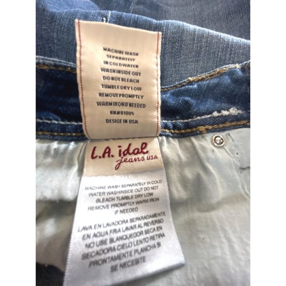 L.A. idol USA Womens Jrs Jean Rhinestone Studded Stretch Bermuda  Shorts Size 9 - Picture 8 of 11